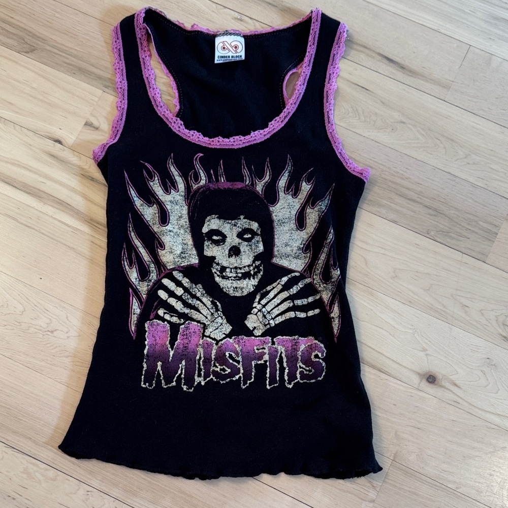 CINDER BLOCK PINK GLOW MISFITS CRIMSON GHOST RACERBACK TANK TOP-RARE-90s-Punk